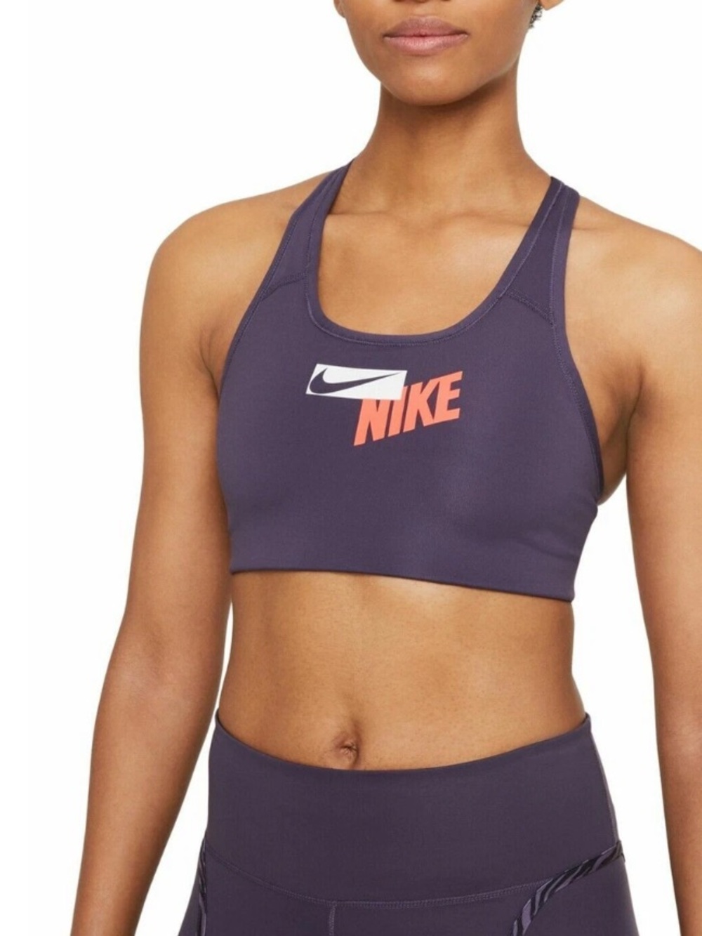 Nike Dri-Fit Womens Logo Racerback Sports Bra Size M‎ Purple Neon Orange